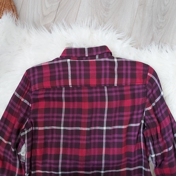 American Eagle Burgundy Plaid Button Down - Picture 5 of 9